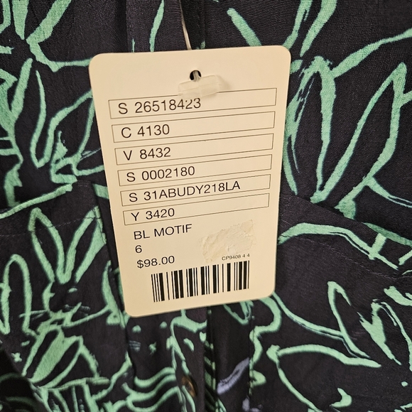 Anthropologie Maeve Bunny Rabbit Crepe Franziska Shirt Dress Navy/Green sz 6 NWT - Picture 8 of 9